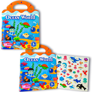 Commercio all'ingrosso riutilizzabile gelatina adesivi libri incollati bambini stampa oceano mondo adesivo libri per bambini - Product Image 1