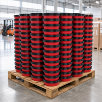 Bol en plastique de qualité supérieure 1300-205 rouge et noir bicolore de qualité alimentaire pour la livraison de plats gastronomiques à emporter