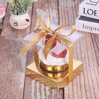 Boîte d'emballage en plastique transparente, boîtes à gâteaux avec ruban, pour emballage de pâtisserie, de couleur or ou argent, 50 unités