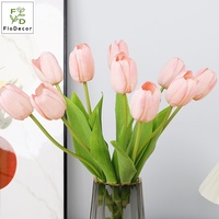 Großhandel 48CM Künstliche Seiden-Latex-beschichtete Lila Einzelne Tulpe mit Echtgefühl für Hochzeit, Zuhause, Restaurant, Party-Dekoration