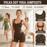 Combinaison de sport personnalisée, durable, recyclée, 80% nylon, 20% élasthanne, à pois, extensible dans 4 directions, résistante aux squats, combinaison courte de yoga
