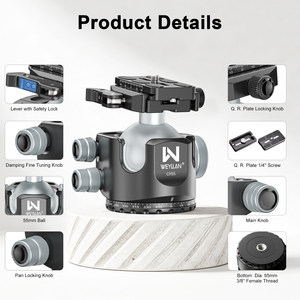 WEYLLAN CH55L Cabezal de Bola Arca con Liberación por Palanca, 55mm, Perfil Bajo, Resistente, para Trípode, Cabezal de Cámara, Carga 88lbs/40kg L91 - Product Image 5