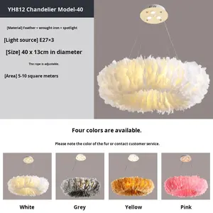 <span class=keywords><strong>Lampadario</strong></span> in piuma nordica per camere da letto per lo studio dei bambini romantico plafoniera lampada per negozi di abbigliamento per ragazze - Product Image 4