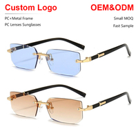 Nouveau sans monture petit carré UV400 lunettes de soleil classique gelée couleur Style PC jambe métal cadre Design de mode personnalisé femmes lunettes de soleil