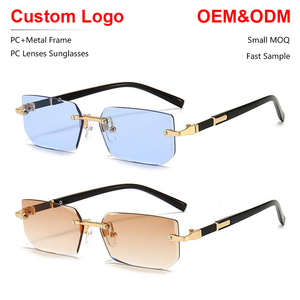 New Rimless Small Square UV400 Sun Glasses Classic Jelly Color Style <strong>PC</strong> Leg Metal Frame Fashion Design Custom Women Sunglasses - Product Image 1