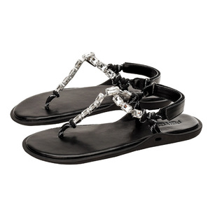 Sparkling Rhinestone Flat Sandals 2026 Summer Braided Thong Flip Flops Soft Sole Fashionable Roman Sandals for Women - Product Image 5