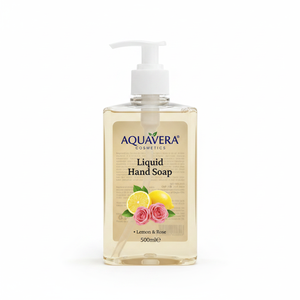 Jabón Desinfectante Líquido para Manos AquaVera de 500 ml con Aroma a Limón y Rosa, con Agua de Aloe y Ingredientes Químicos a Base de SLS - Product Image 2