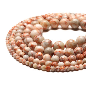 Vente en gros de pierre naturelle de haute qualité 4/6/8/10/12mm à facettes rouge réseau jaspe perles rondes en vrac pour la fabrication de bijoux - Product Image 3