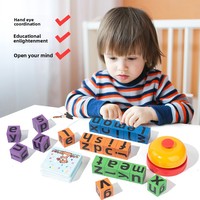 Cubes de lettres colorés en bois, jeu de construction, cartes de vocabulaire illustrées, défi sonore, préscolaire Montessori, 30 pièces, animaux
