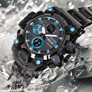 <span class=keywords><strong>Montre</strong></span> <span class=keywords><strong>de</strong></span> sport numérique à LED <span class=keywords><strong>pour</strong></span> homme, chronographe tendance, couleur dorée, double fuseau horaire, étanche, <span class=keywords><strong>pour</strong></span> adolescents - Product Image 5