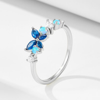 Bague Papillon en Argent Sterling S925 avec Zircon Sertis, Design Européen et Américain Tendance, Luxe Léger pour Femme