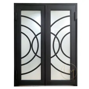Portugal Hochwertige Sicherheit 72x96 Schmiedeeisen Haustür Doppelte Eingangstüren mit Eisen und Glas