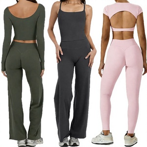 High Quality Women Yoga Workout Fitness 10 Piece Solid High Elastic Breathable Quick Dry Outdoor Exercise Yoga Set Waist Active - Product Image 4
