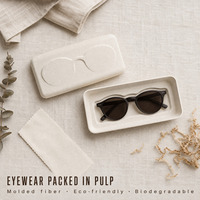 Boîte de protection en pulpe de canne à sucre moulée écologique pour lunettes, personnalisable