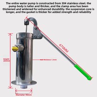 Pompe manuelle à main en acier inoxydable 304 épaissi pour usage domestique, extracteur d'eau de puits 1,5 CV 0,5 CV à haut débit