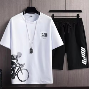 Conjunto de Verano de 2 Piezas para Hombre, Camiseta de Manga Corta de Secado Rápido con Degradado de Seda de Hielo y Pantalones Cortos a Juego, Conjunto Deportivo Informal - Product Image 5