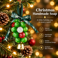 Couronne de boules de savon de Noël artisanales, parfumées, pour aromathérapie, bain et soin corporel, vente en gros OEM