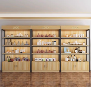Étagère de présentation de produits de beauté, présentoir de vente au détail de cosmétiques, présentoir de cosmétiques, étagères murales en bois pour cosmétiques, vitrine - Product Image 2