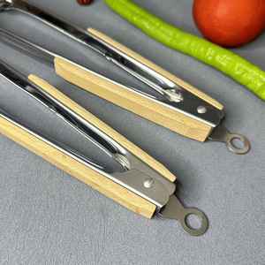 Wholesale Stock 18inch Stainless Steel Food Tong Wood Handle <b>Baking</b> <b>Accessories</b> Heat Resistant Easily Cleaned Metal Locking - Product Image 2
