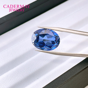Cadermay Synthetic Sapphire Oval Loose Stone Cornflower Blue For Jewelry Making - Product Image 1