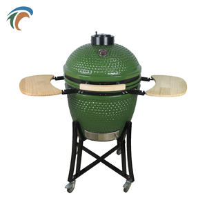 Grand gril en céramique vert <span class=keywords><strong>de</strong></span> 22 pouces en forme d'œuf, barbecue <span class=keywords><strong>SEB</strong></span> Kamado au charbon <span class=keywords><strong>de</strong></span> bois avec couvercle anti-poussière, table d'appoint en bambou - Product Image 4