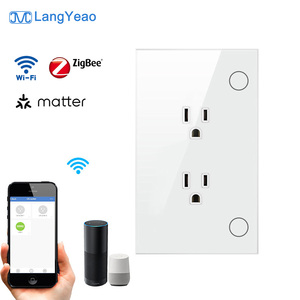 ผนังกระจกเทมเปอร์15A เต้าเสียบไฟฟ้าอัจฉริยะของเราพร้อมสวิตช์ซิกบี Wi-Fi Matter <span class=keywords><strong>4</strong></span>สีใช้งานได้กับ Alexa Google Home - Product Image 1