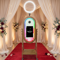 Photomaton à effet bois pour mariages et événements, avec logiciel gratuit et écran tactile miroir 21,5 pouces, entrepôt à l'étranger (US/UK/CA/EU)