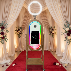 Photobooth portable rétro et vintage pour mariage 2026, prêt à l'emploi, impression instantanée, machine à photobooth miroir 21,5 pouces - Product Image 1
