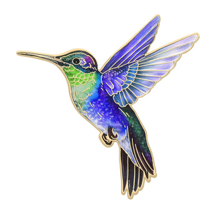 Vente en gros : Épinglette en alliage de zinc émaillé, imprimée UV, thème colibri aux couleurs vives, design de vol réaliste, accessoire décontracté, cadeau - Product Image 6