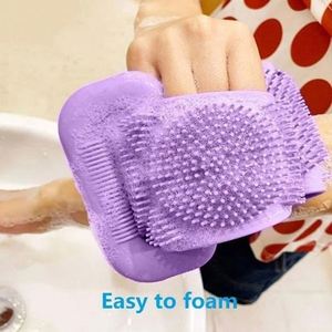 Gant <span class=keywords><strong>de</strong></span> <span class=keywords><strong>toilette</strong></span> en gel <span class=keywords><strong>de</strong></span> silice Gant <span class=keywords><strong>de</strong></span> <span class=keywords><strong>toilette</strong></span> pour le dos Serviette <span class=keywords><strong>de</strong></span> bain Exfolier et masser la peau - Product Image 3