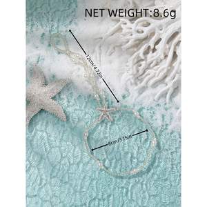 Cheville en forme d'étoile avec perles d'imitation, plaqué argent, style bohème, bijoux de fête pour femme 2024 - Product Image 6