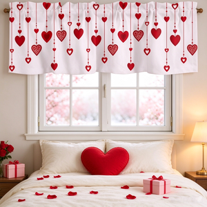 Rideau occultant personnalisé pour la Saint-Valentin, rideau de fenêtre de cuisine, cantonnière pour salon et chambre à coucher - Product Image 1