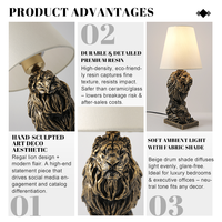 Lampes de sol LED en résine en forme d'animaux, lampes de table Lion, lampe de chevet pour chambre à coucher, lampe sur pied Lion dorée pour salon