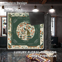 Tapete de Lujo Moderno con Diseño Floral para Mesa de Mahjong, de Goma, Tamaño Estándar Americano, Superficie Impermeable y Silenciosa, Tema Rosa y Azul, para Noches de Juego