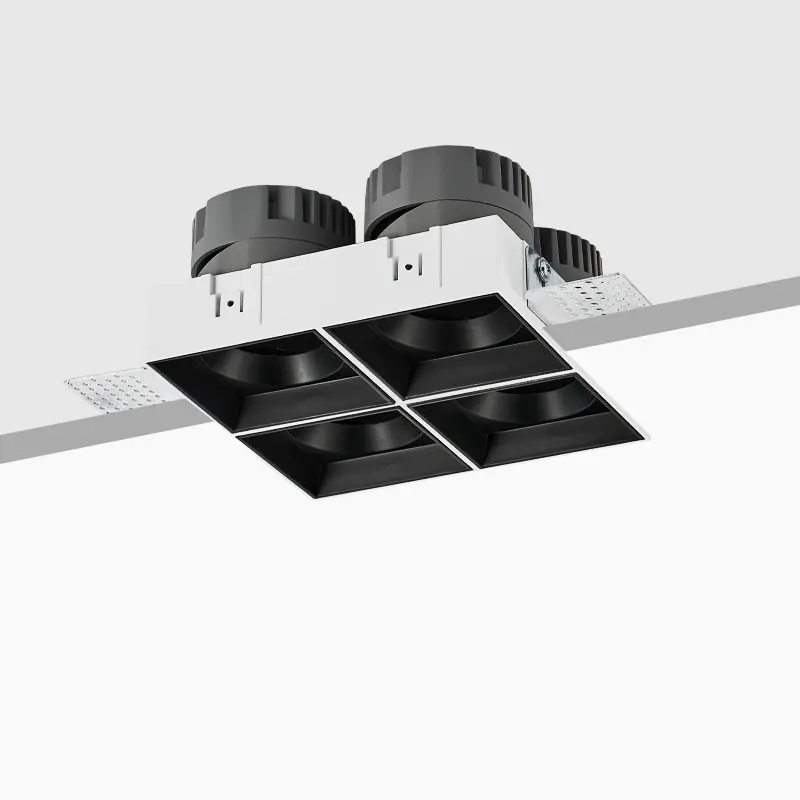 Square LED Downlight 4*10W Multi Heads GU10 Frameless LED Spotlight Project Lighting Recessed Adjustable LED Downlight