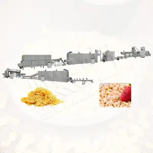 MYONLY şişirilmiş organik mısır kahvaltı tahıl mısır gevreği makinesi küçük mısır pul üretim hattı fiyat yapmak
