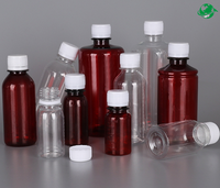 Bouteilles de sirop contre la toux maigres ambre rondes vides Bouteille en plastique PET avec bouteille de médecine à l'échelle