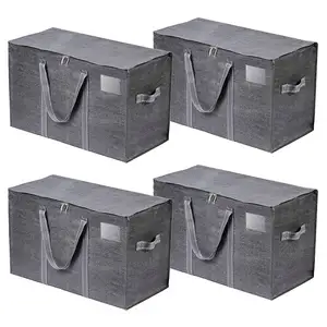 4 Pack <strong>Large</strong> Capacity Moistureproof <strong>Storage</strong> <strong>Bag</strong> Heavy Duty <strong>Extra</strong> Moving <strong>Bag</strong> Tote Clothes Organizer for Quilt Clothing - Product Image 1