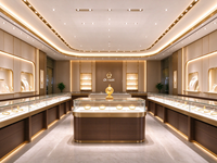 Vitrine de luxe pour bijoux en or avec éclairage LED, présentoir moderne en verre pour magasin de détail