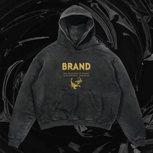 BRAND <b>Men's</b> <b>Black</b> Hooded Sweatshirt Oversized Fit Cotton French Terry Streetwear Autumn Wear Pocket Front Print <b>Men</b> <b>Hoodies</b> - Product Image 3