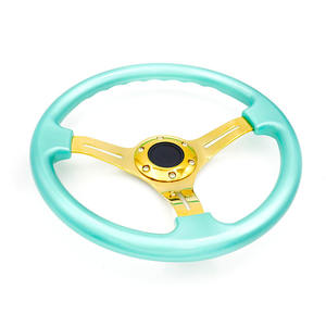 Volant de course ABS de 14 pouces (350 mm) avec cadre doré, 6 trous, universel, bouton de klaxon, modification de voiture Acura, course de jeu - Product Image 3