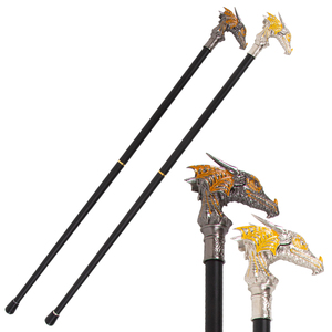 Prata metal bengala dragão cabeça forma cavalheiro vestir-se cana palco desempenho adereços halloween natal presente - Product Image 1