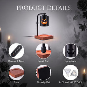 Lampe chauffe-cire sans flamme Jack O'Lantern d'Halloween, 4 niveaux <span class=keywords><strong>de</strong></span> luminosité, minuterie 2-8h, avec 2 ampoules GU10 - Product Image 2