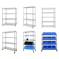 Étagère de rangement multi-niveaux en acier inoxydable chromé avec roues, capacité de charge de 250 kg, personnalisable pour entrepôt et atelier