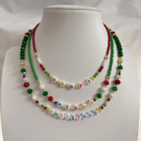 Laiton Plaqué Or Bijoux De Mode Colliers Perle En Plastique Perle De Verre Shell Perle Joyeux Noël