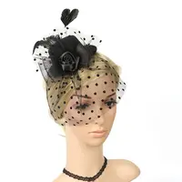 Accesorios para el cabello para mujer, Mini sombrero Fascinator con velo para decoración de fiesta