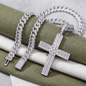 HIPHOP Luxury Ice <b>Cross</b> <b>Charm</b> Pendant Moissanite Silver Brilliant Cut Unisex Party Event Statement Religious Jewelry Gift XL - Product Image 2