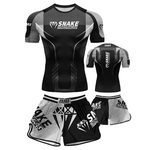 Vêtements d'entraînement de <span class=keywords><strong>combat</strong></span> <span class=keywords><strong>UFC</strong></span> transfrontalier, boxe, Muay Thai, fitness, shorts et t-shirts à séchage rapide pour hommes et femmes adultes - Product Image 1