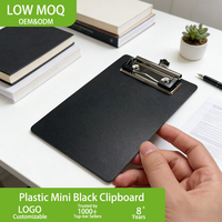 Portapapeles Pequeño A7 de Plástico, Mini Portapapeles Negro de Una Sola Capa con Clip Resistente y Logotipo Personalizable