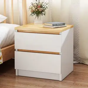 Nordic White Wood Hotel Organizer Night Stand Bedside Table Cabinet Modern Nightstand With Drawer Storage